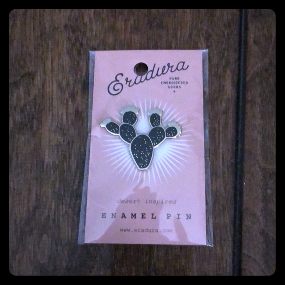 eradura Jewelry - Black and gold Cactus desert inspired enamel pin